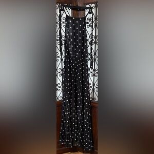 Elegant Black Polka Dot Backless Dress